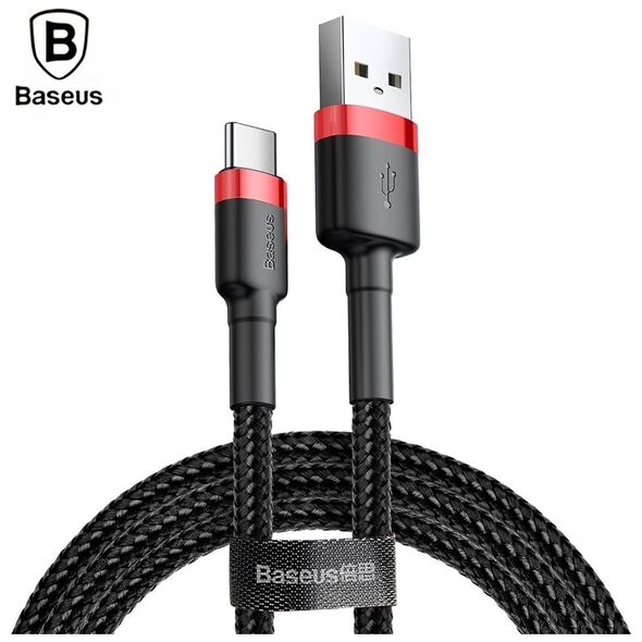 Baseus Cafule Braided USB 2.0 Cable USB-C male - USB-A male Black/Red 3m (CATKLF-U91) (BASCATKLF-U91) έως 12 άτοκες Δόσεις