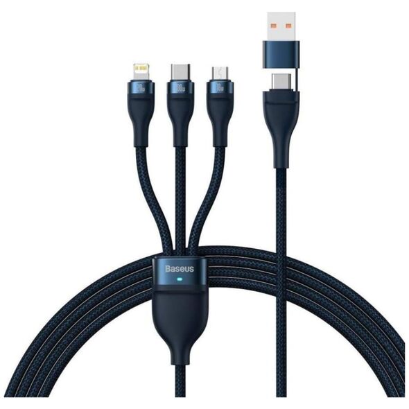 Baseus Flash Series II Braided USB to Type-C / micro USB / Lightning Cable Μπλε 1.2m (CASS030103) (BASCASS030103) έως 12 άτοκες Δόσεις