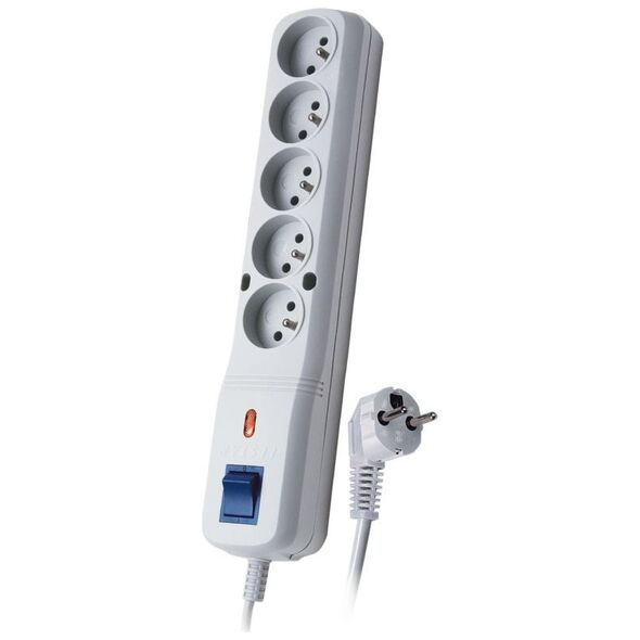 Listwa zasilająca Lestar LV-530W przeciwprzepięciowa 5 gniazd 3 m szara
