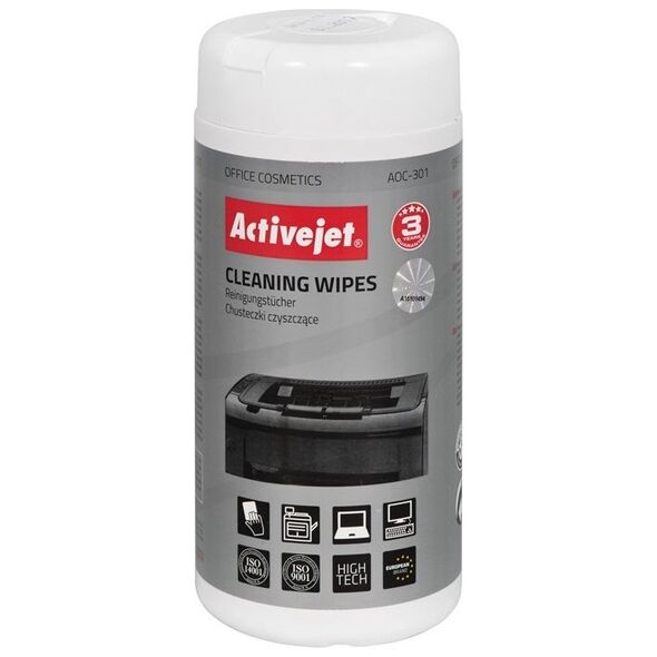 Activejet Chusteczki nawilżane do czyszczenia powierzchni plastikowych 100 szt. (AOC-301)