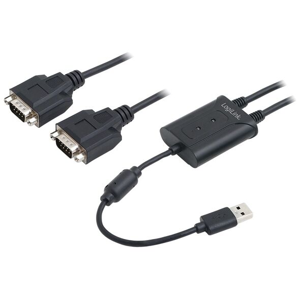 Adapter USB LogiLink USB - RS-232 x2 Czarny  (AU0031)