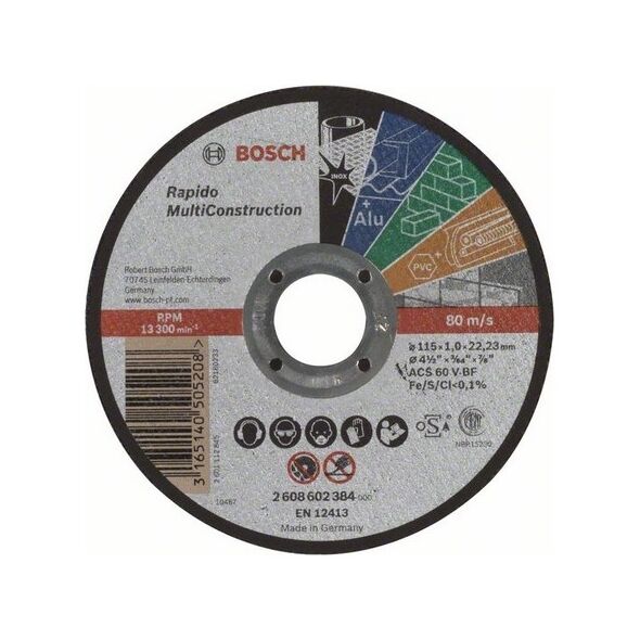 Bosch Tarcza tnąca prosta Rapido Multi Construction 115 x 22,23 x 1,0mm (2.608.602.384)