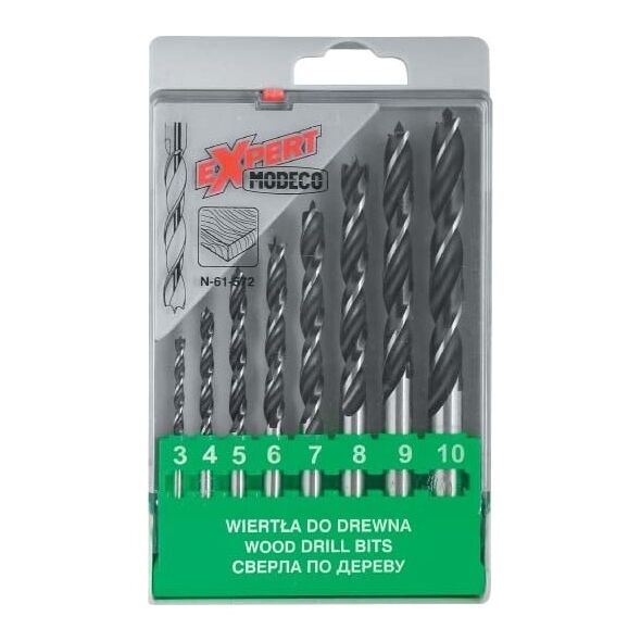 Wiertło Modeco do drewna kręte walcowe 7 4 5 3 6 10 8 9mm zestaw (MN-61-572)