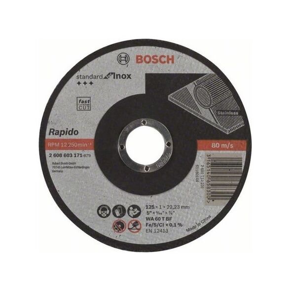 Bosch Tarcza tnąca prosta Standard for Inox Rapido 125x1x22,23mm (2.608.603.171)