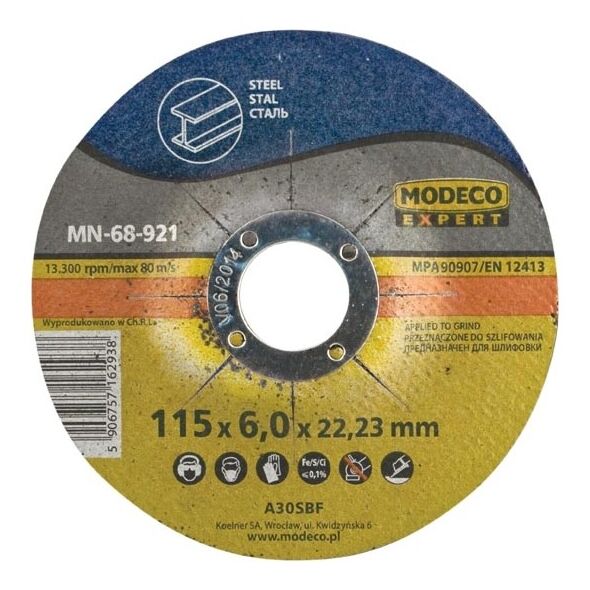 Modeco Ściernica wypukła do szlifowania stali 230x6x22,23mm 25szt. - MN-68-925