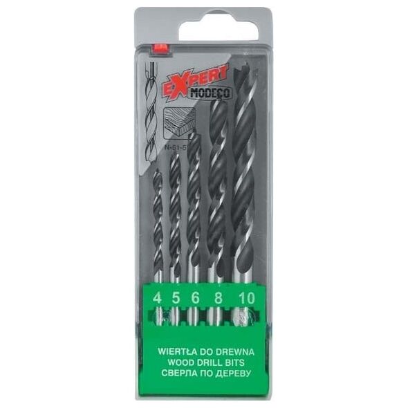 Wiertło Modeco do drewna kręte walcowe 4 5 6 10 8mm zestaw (MN-61-571)