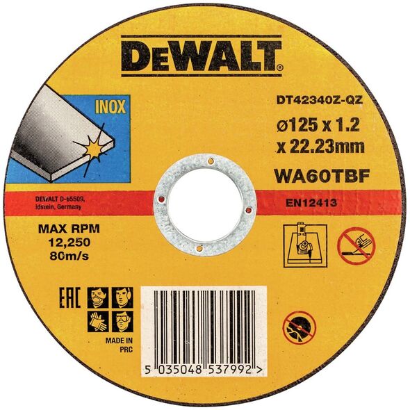 Dewalt Tarcza do cięcia stali nierdzewnej 125x1.2x22.2 płaska (DT42340Z-QZ)