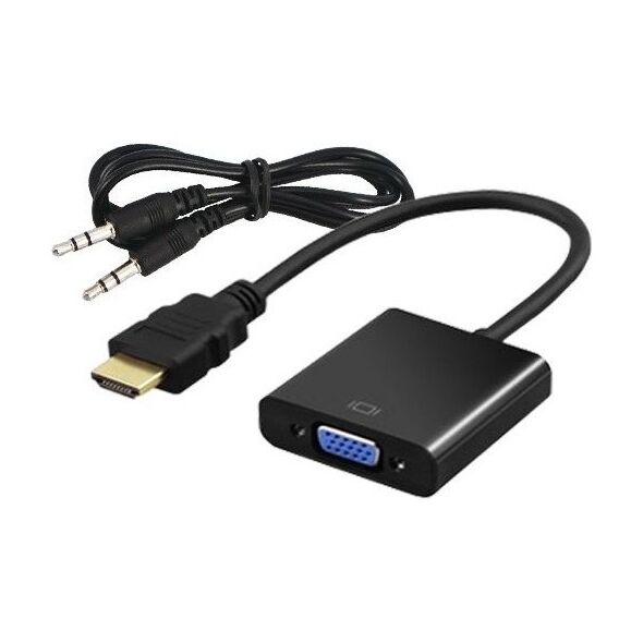 Adapter AV Savio HDMI - D-Sub (VGA) + Jack 3.5mm czarny (SAVIO CL-23B)