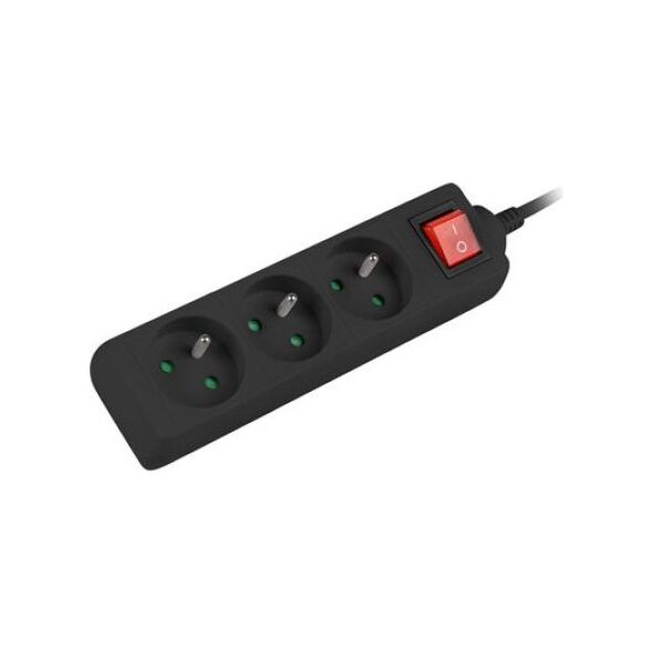 Listwa zasilająca Lanberg PS1 3 gniazda 3 m czarna (PS1-03E-0300-BK)