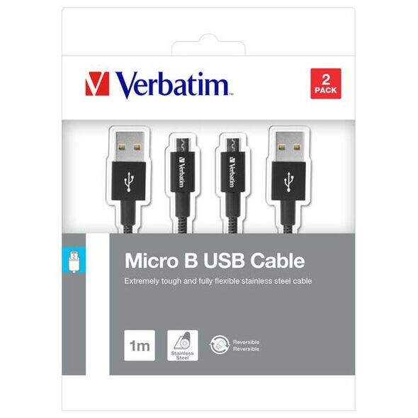 Kabel USB Verbatim USB-A - microUSB 1 m Czarny (48874)