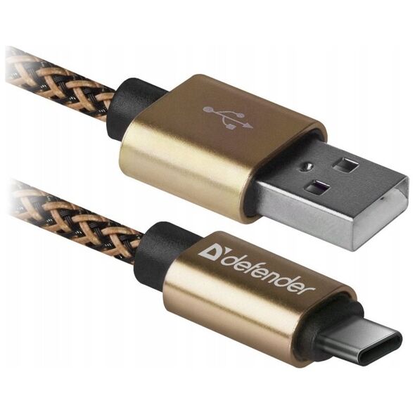 Kabel USB Defender USB-A - USB-C 1 m Złoty (87812)