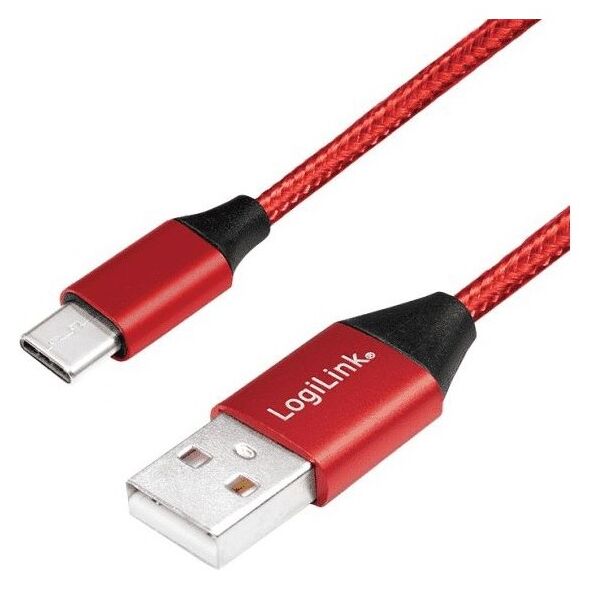 Kabel USB LogiLink USB-A - USB-C 1 m Czerwony (CU0148)