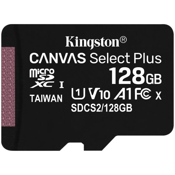 Karta Kingston Canvas Select Plus MicroSDXC 128 GB Class 10 UHS-I/U1 A1 V10 (SDCS2/128GBSP)