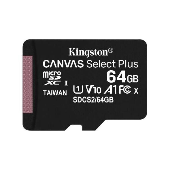 Karta Kingston Canvas Select Plus MicroSD 64 GB Class 10 UHS-I/U1 A1 V10 (SDCS2/64GBSP)