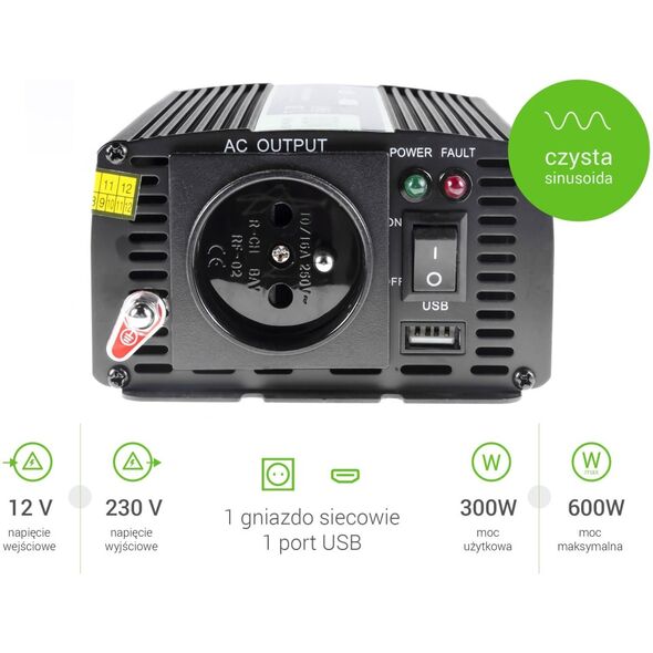 Przetwornica Green Cell 12V/230V 300W