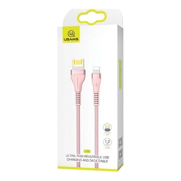 Kabel USB Usams USB-A - Lightning 1.2 m Różowy (63782-uniw)