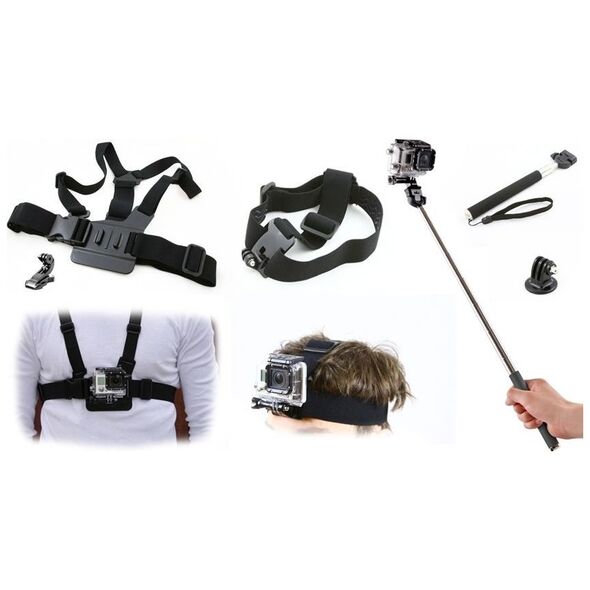 Xrec Zestaw 3w1 MONOPOD / HEAD STRAP / CHEST MOUNT do GoPro HERO 4 3+ 3 2 1
