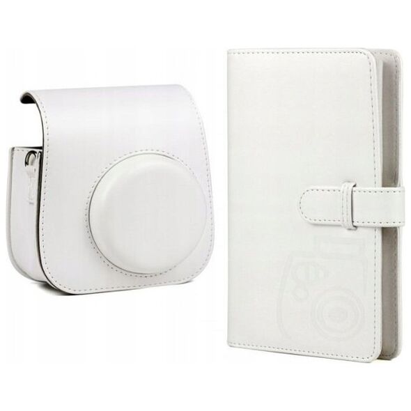 Pokrowiec LoveInstant Zestaw 2w1 Futerał Etui Do Fuji Instax Mini 11 + Album Biały