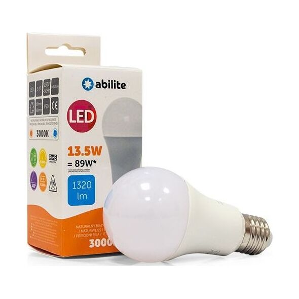 Abilite ŻARÓWKA LED ABILITE KLASYCZNA MLECZNA B.CIEPŁA E27 13,5W/230V 1320LM A60