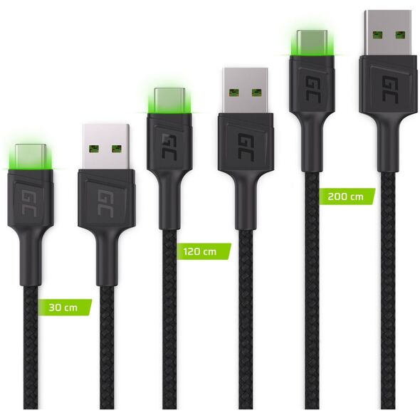 Kabel USB Green Cell USB-A - USB-C 2 m Czarny (KABGCSET01)