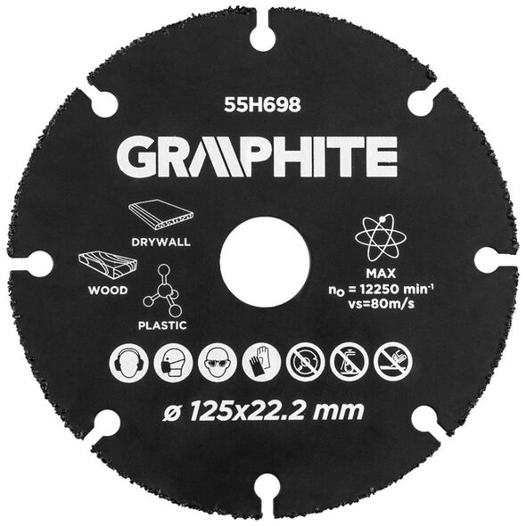 Graphite TARCZA TNĄCA HM DO DREWNA I TWORZYW SZTUCZNYCH 125 X 22.2 MM 55H698 GRAPHITE