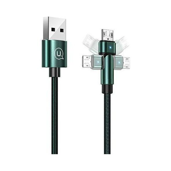 Kabel USB Usams USB-A - microUSB 1 m Zielony (6958444929293)