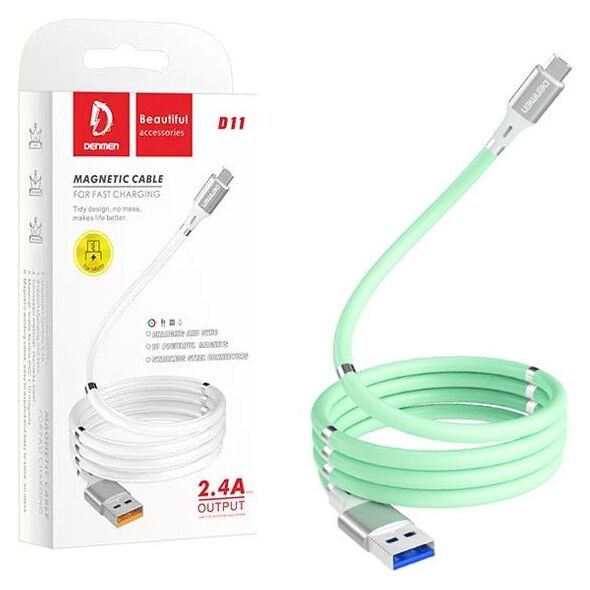 Kabel USB Denmen USB-A - USB-C 1 m Miętowy (29366)