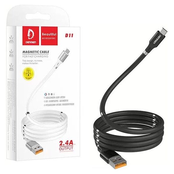 Kabel USB Denmen USB-A - USB-C 1 m Czarny (29362)