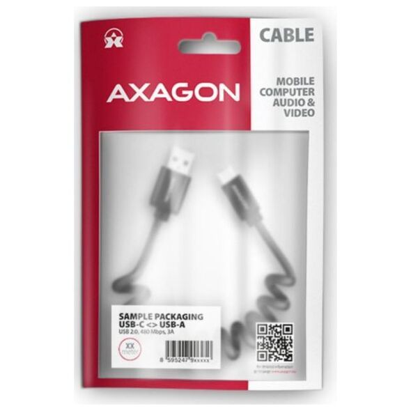 Kabel USB Axagon USB-A - USB-C 0.6 m Czarny (BUCM-AM10TB)
