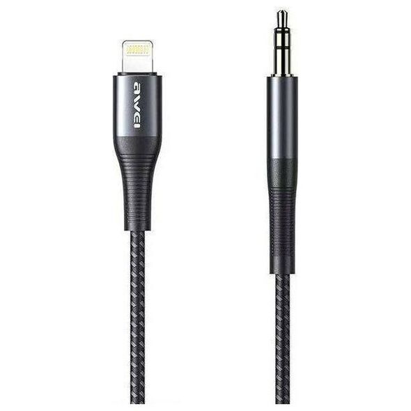Kabel USB Awei Lightning - mini Jack 3.5 mm Czarny (6954284001052)
