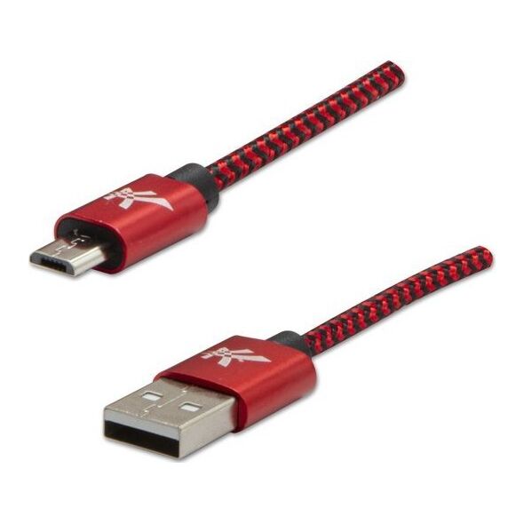 Kabel USB Logo USB-A - microUSB 2 m Czarno-czerwony