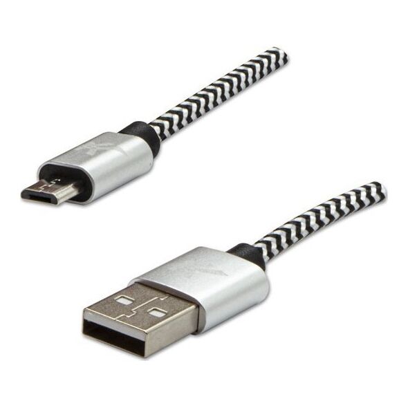 Kabel USB Logo USB-A - microUSB 1 m Biało-czarny