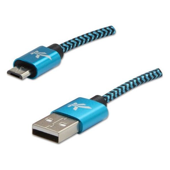 Kabel USB Logo USB-A - microUSB 2 m Czarno-niebieski