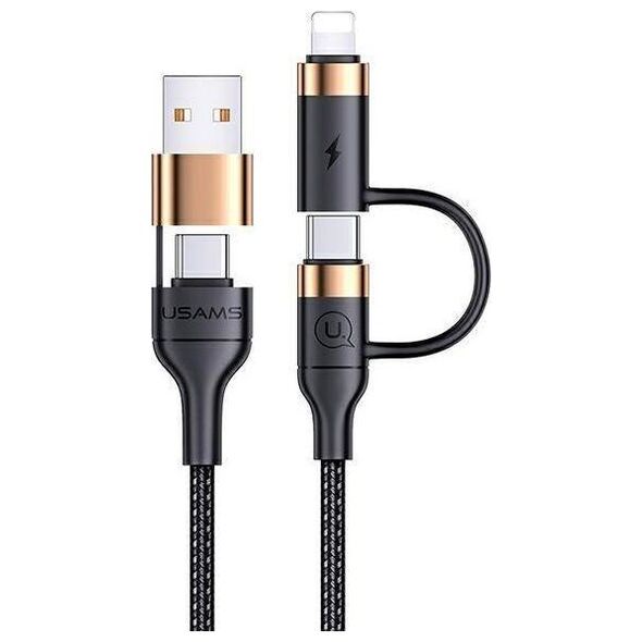 Kabel USB Usams USB-A - USB-C + Lightning 1.2 m Czarny (Usa001137)