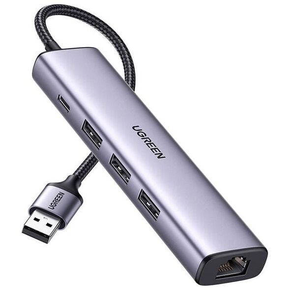 HUB USB Ugreen 1x RJ-45 1x USB-C  + 3x USB-A 3.0 (UGR1219SLV)