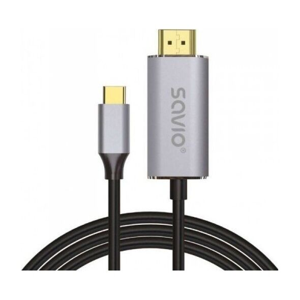 Kabel USB Savio USB-C - HDMI 2 m Czarno-srebrny (SAVKABELCL-171)