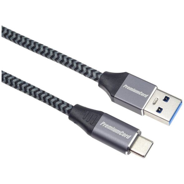 Kabel USB PremiumCord USB-A - USB-C 2 m Czarno-szary (ku31cs2)