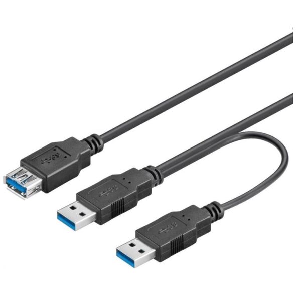Kabel USB PremiumCord USB-A - 2x USB-A Czarny (ku3y02)