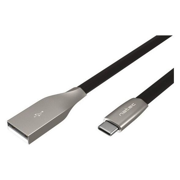 Kabel USB Natec USB-A - USB-C 1 m Czarno-srebrny (NKA-1954)