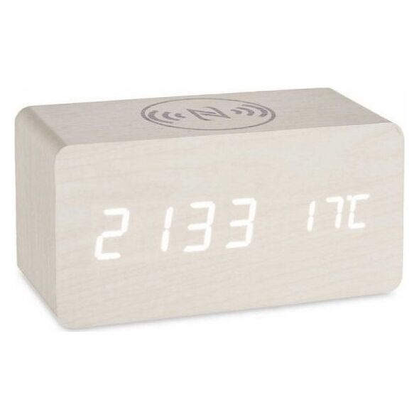 Gift Decor Cyfrowy Zegarek Stacjonarny Biały PVC Drewno MDF (15 x 7,5 x 7 cm)