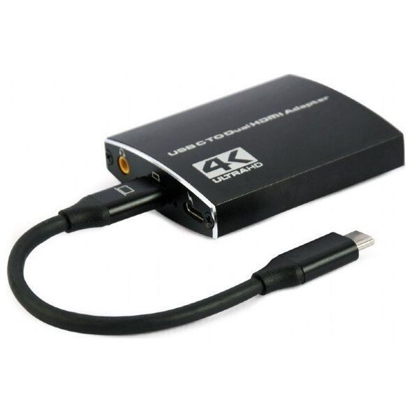 Adapter USB Gembird GEMBIRD Adapter USB-C na 2x HDMI 4K 60Hz czarny