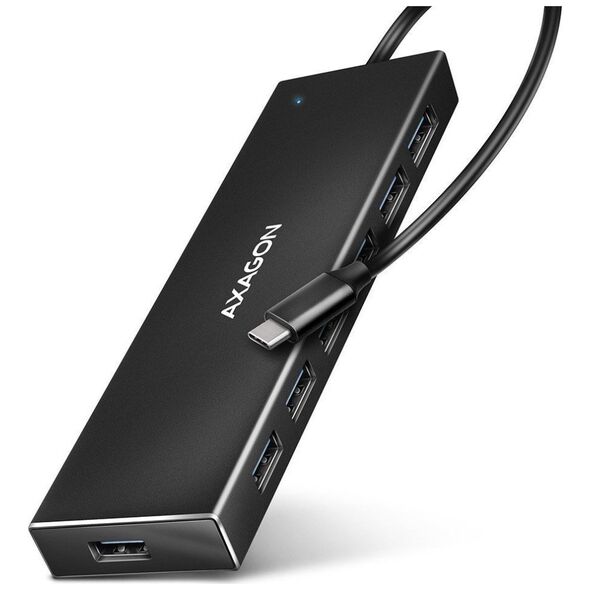HUB USB Axagon AXAGON HUE-F7A 7x USB 3.2 Gen 1 Aluminium Flat Hub, 30 cm USB-C-Kabel