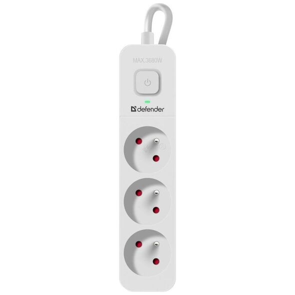 Listwa zasilająca Defender Listwa zasilająca Defender SFS 131 1,5 m, 3 gniazda, biała