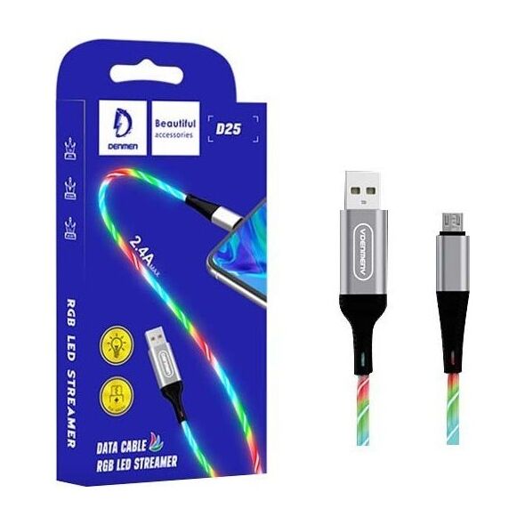 Kabel USB Vega USB-A - microUSB 1 m Srebrny (29971)