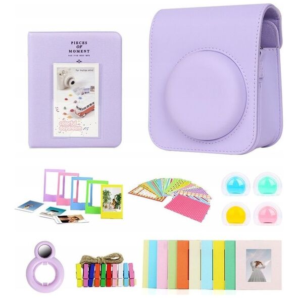 Pokrowiec LoveInstant ZESTAW 8w1 Akcesoria do FujiFilm INSTAX Mini 12 / Fioletowy