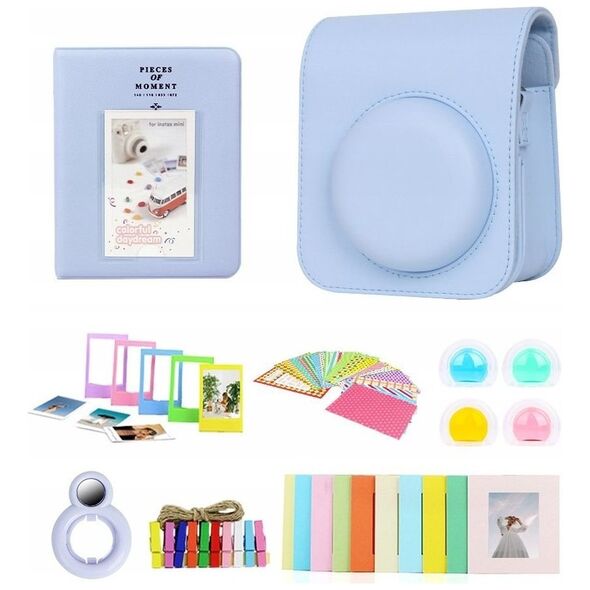 Pokrowiec LoveInstant Zestaw 8w1 Akcesoria do FujiFilm INSTAX Mini 12 / Niebieski