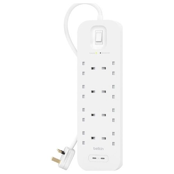 Listwa zasilająca Belkin Listwa przeciwprzepięciowa SurgePlus 8xFR 2xUSB-C 900J 2M