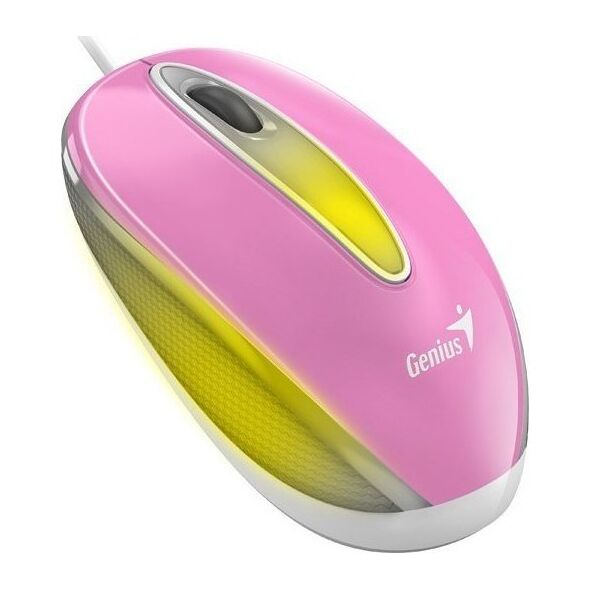 Mysz Genius Genius Mysz DX-Mini, 1000DPI, optyczna, 3kl., przewodowa USB, różowa, klasyczna, podświetlenie RGB