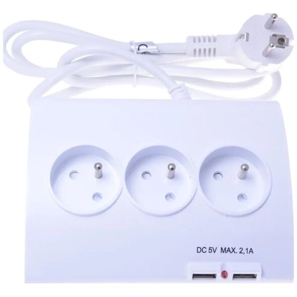 Listwa zasilająca PremiumCord PREMIUMCORD Prodlužovací přívod 230V 1,5m 5zásuvek+vypínač+2x USB 2A