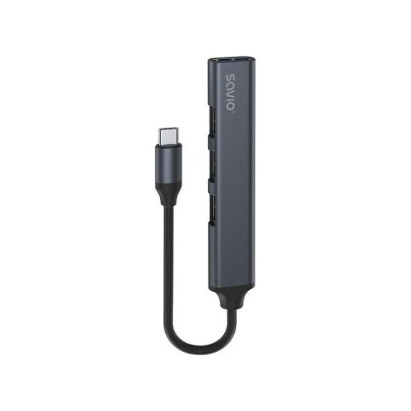 HUB USB Savio SAVIO HUB USB-C - 3 X USB-A 2.0 1 X USB-A 3.0 SZARY AK-71
